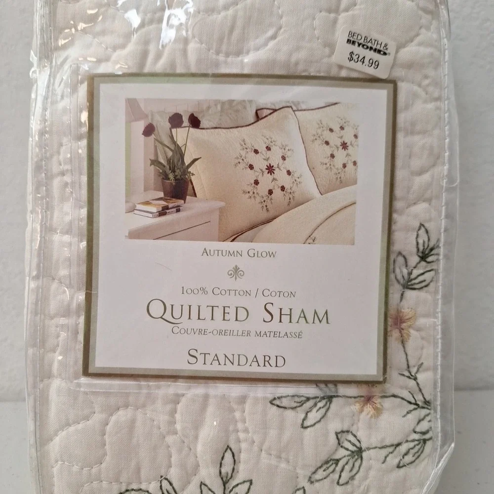 VTG Peking Handicraft 'Autumn Glow' Quilted Floral Sham Standard 100% Cotton NEW